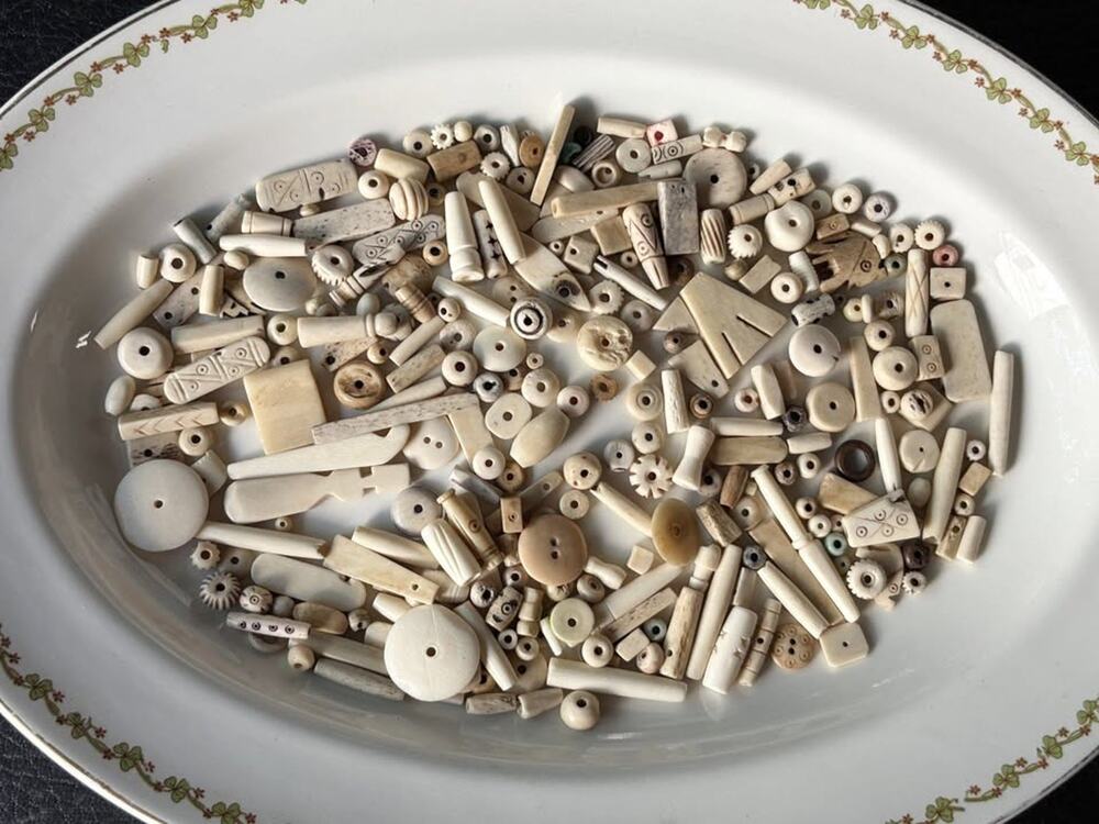 Bone Beads, Handmade Water Buffalo Bone Beads Mix Lot